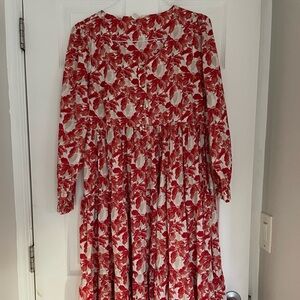 New Kate Quinn Poinsettia Holiday Prairie Dress
